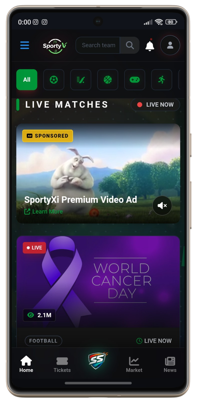 SportyXi Mobile App Preview